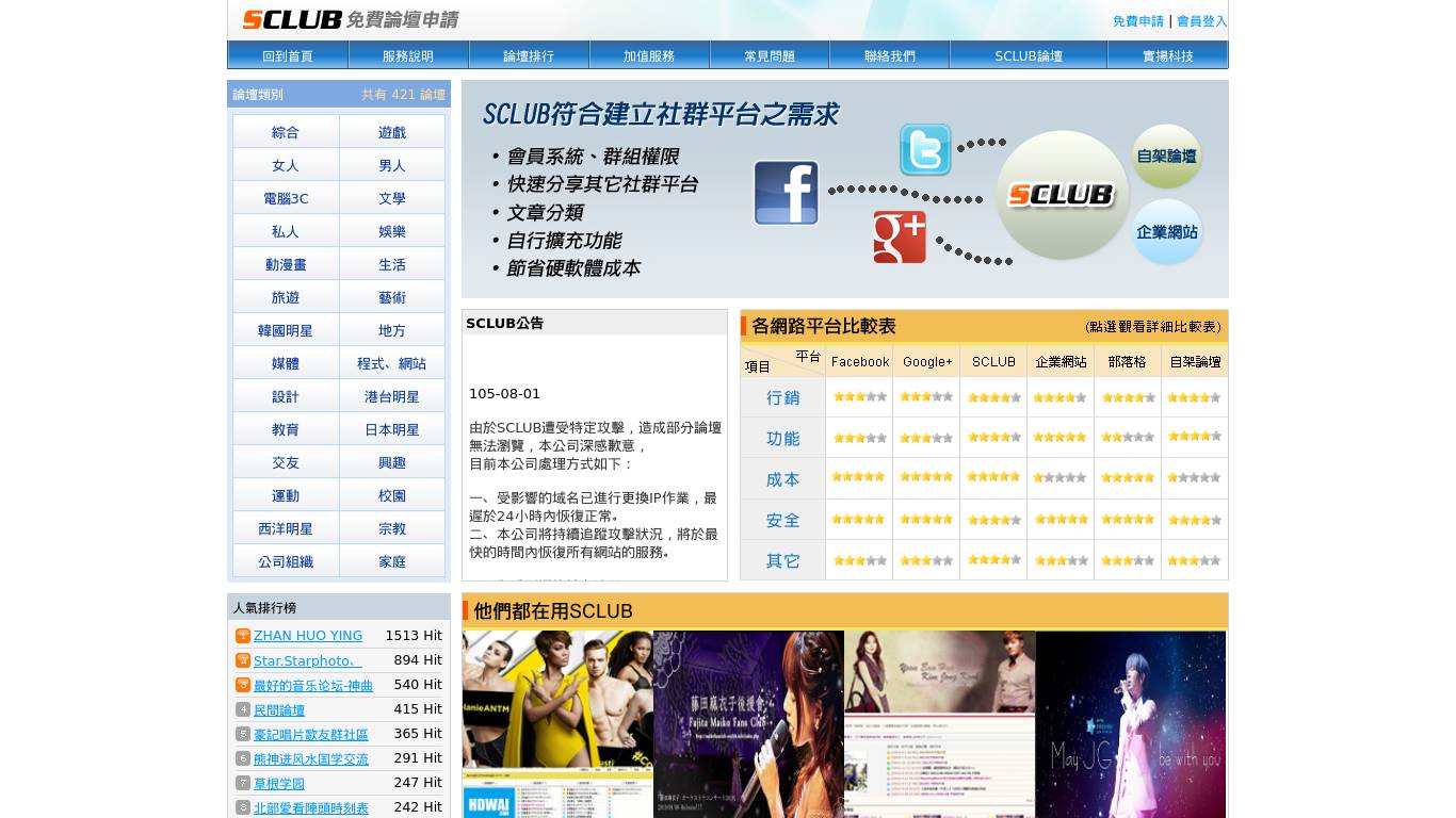 SCLUB免費論壇申請